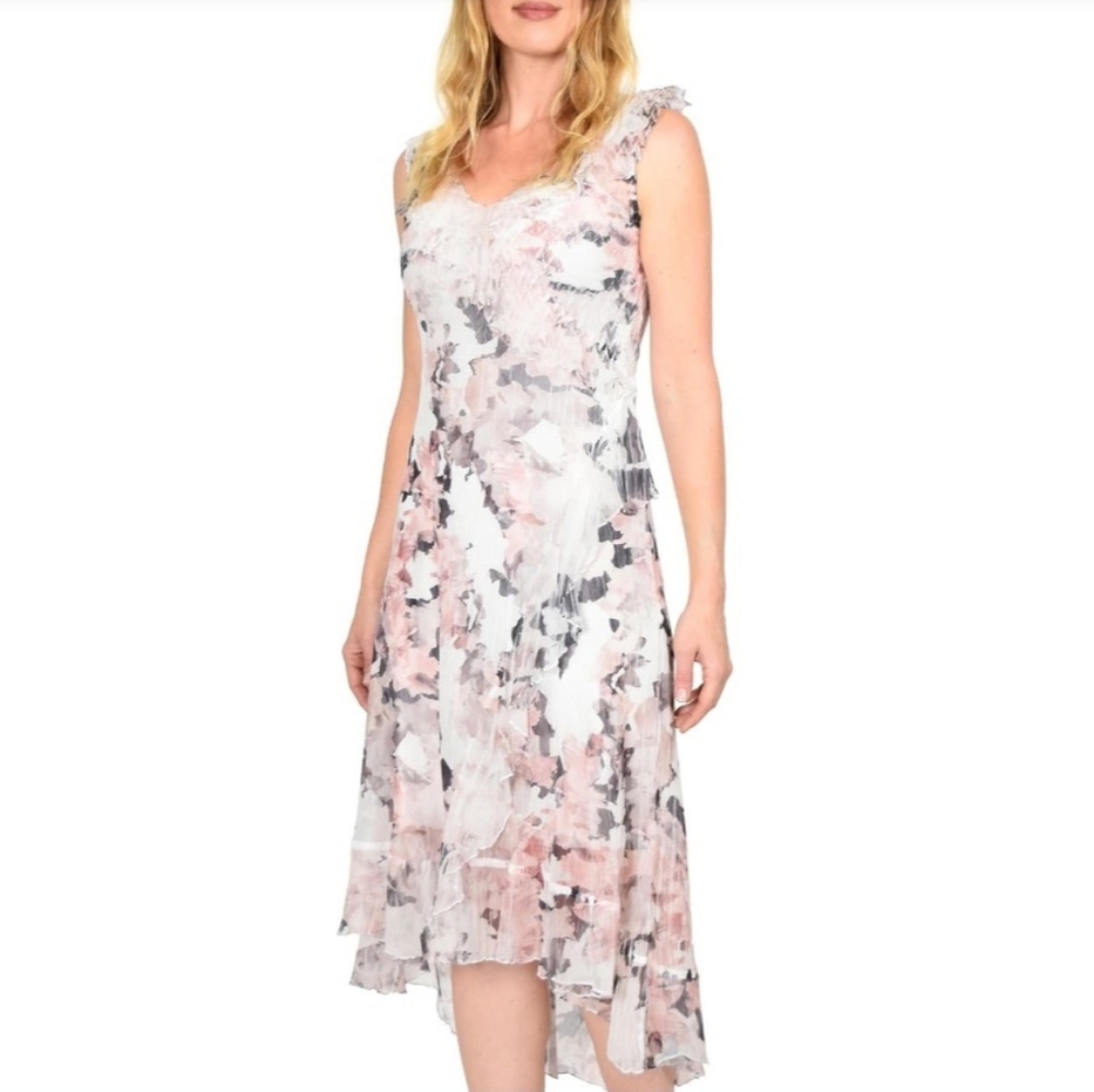 NWT Komorov Ruffle Trim Sleeveless Charmeuse Sz M